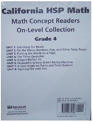 Book California Hsp Math Math Concept Readers On Level Collection Grade 4 (harcourt School Publishers Math) free