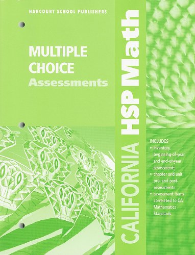 Book California Hsp Math Multiple Choice Assessments: Grade 2 (harcourt School Publishers Math) free