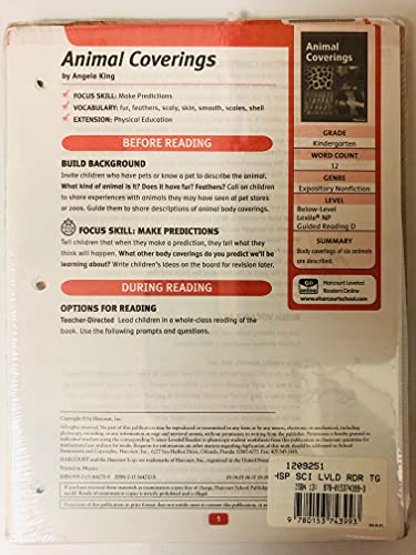 Book Science Leveled Readers: Leveled Reader Teacher Guide Collection Grade K free
