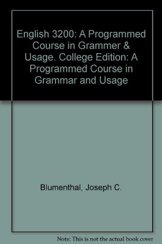 Book English 3200: A Programmed Course in Grammer & Usage. College Edition: A Programmed Course in Gramma free