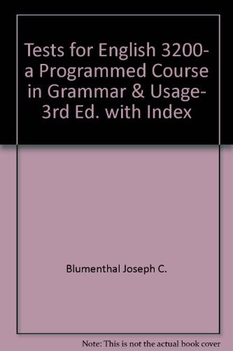 Book Tests For English 3200, A Programmed Course In Grammar & Usage, 3rd Ed. With Index free