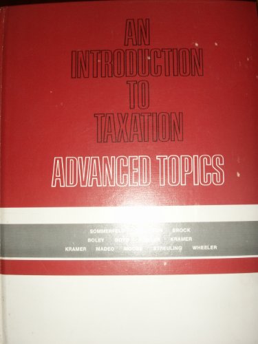 Book An Introduction To Taxation--advanced Topics free