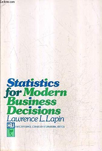 Book Statistics for modern business decisions (The Harbrace series in business and economics) free