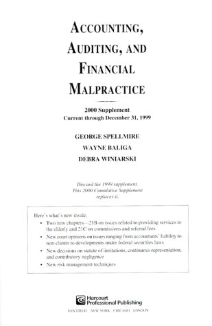 Book Accounting, Auditing, And Financial Malpractice (2000 Supplement) free