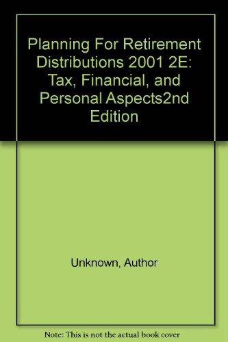 Book 2001 Planning For Retirement Distributions free