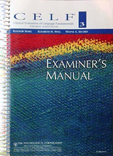 Book Clinical Evaluation of Language Fundamentals: Examiner's Manual free
