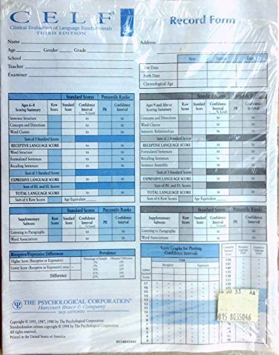 Book Clinical Evaluation Of Language Fundamentals: Record Forms, 12 free