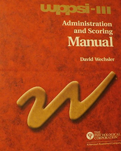 Book Wppsi-III Administration and Scoring Manual free