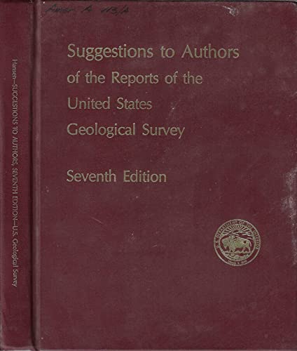 Book Suggestions to authors of the reports of the United States Geological Survey free
