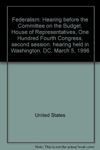 Book Federalism. Hearing, March 5, 1996 free