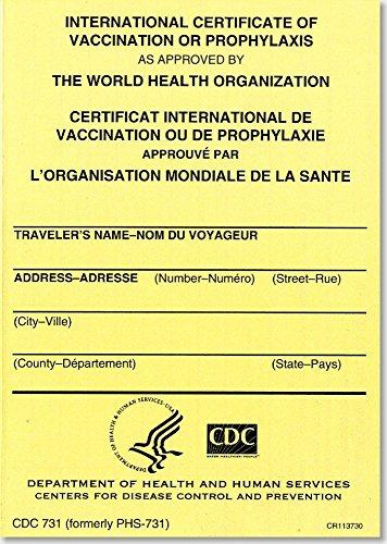 Book International Certificate of Vaccination Prophyaxis as Approved by the World Health Organization = Certificat International de Vaccination ou de ... de la Sante, November 2007: Packages of 25 free