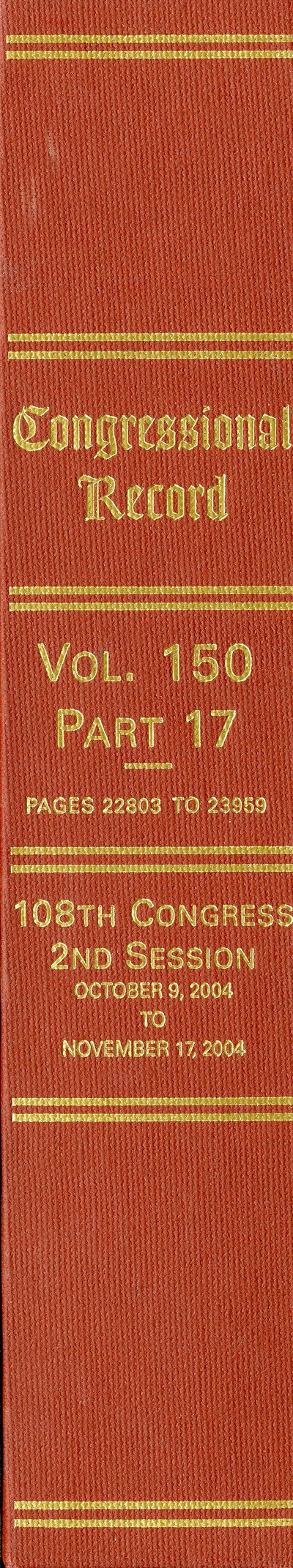 Book Congressional Record, V. 150, Pt. 17, October 9, 2004 To November 17, 2004 free