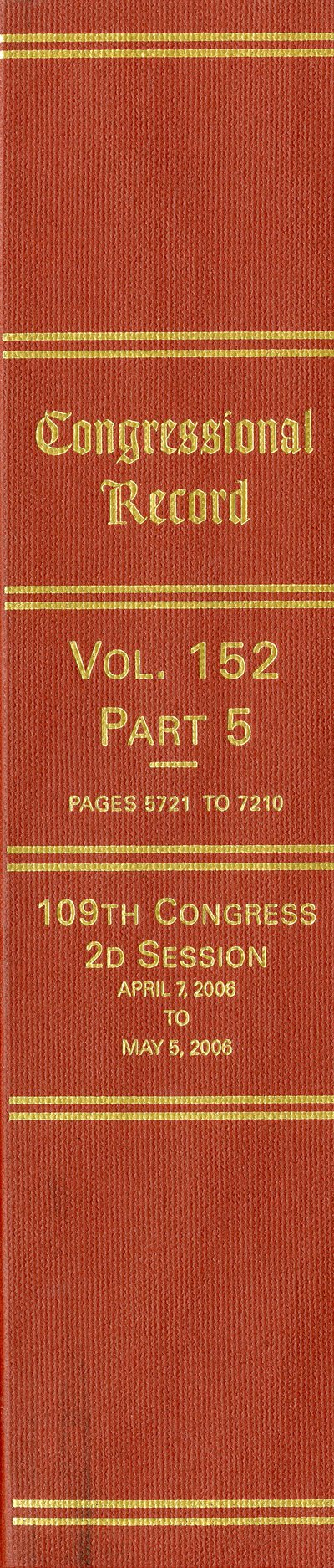 Book Congressional Record, V. 152, PT. 5, April 7, 2006 to May 5, 2006 free