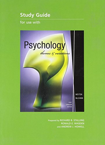 Book Weiten / STUDY GUIDE For Use With PSYCHOLOGY: THEMES AND VARIATIONS, First Canadian Edition free