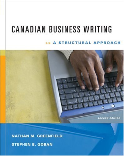 Book CANADIAN BUSINESS WRITING: A STRUCTURAL APPROACH. (Hardcover) free