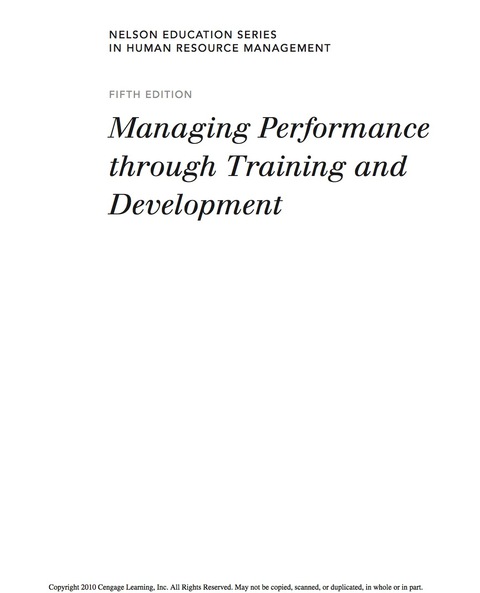 Book Managing Performance Through Training and Development free