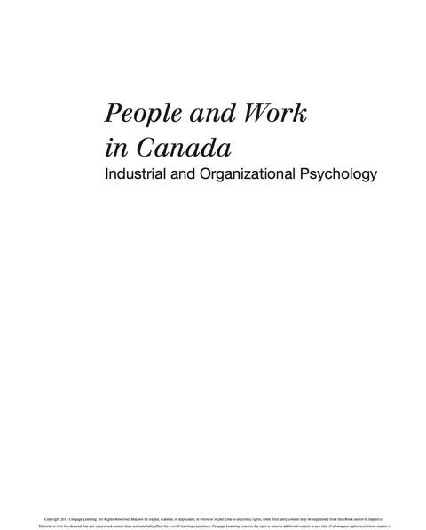 Book People and Work in Canada: Industrial and Organizational Psychology free