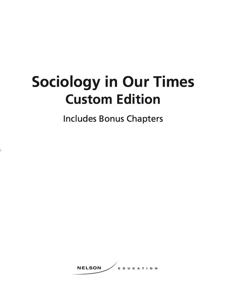 Book Custom Pub: Sociology In Our Times 5ed with Bonus Chapter Included free
