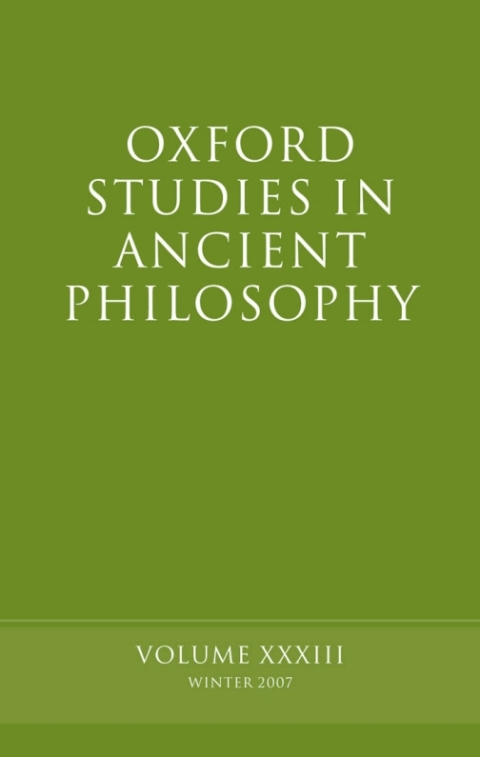 Book Oxford Studies in Ancient Philosophy XXXIII: Volume 33 free