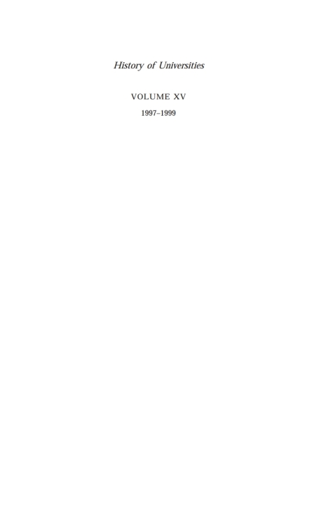 Book History of Universities: Volume XV: 1997-1999 free