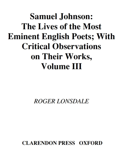 Book Samuel Johnson's Lives of the Poets free
