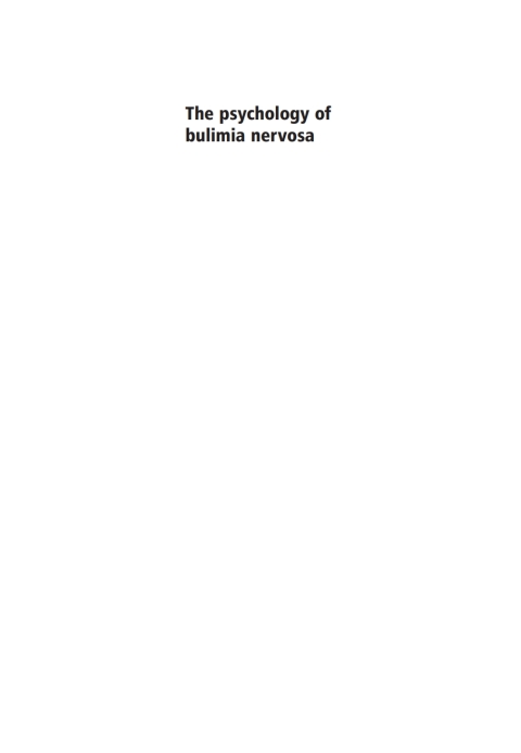 Book The Psychology of Bulimia Nervosa free
