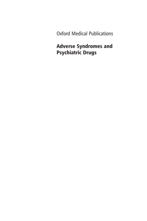 Book Adverse Syndromes and Psychiatric Drugs free