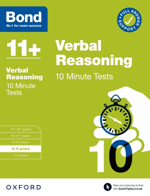 Book Bond 11 : Bond 11  Verbal Reasoning 10 Minute Tests with Answer Support 8-9 years free