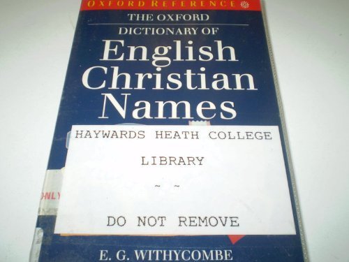 Book The Oxford Dictionary of English Christian Names (Oxford Quick Reference) free