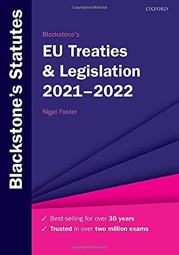 Book Blackstone's EU Treaties & Legislation 2021-2022 (Blackstone's Statute Series) free