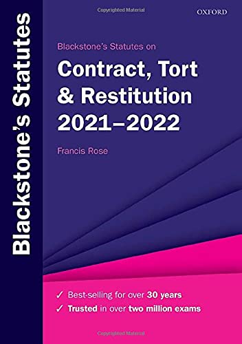 Book Blackstone's Statutes on Contract, Tort & Restitution 2021-2022 (Blackstone's Statute Series) free