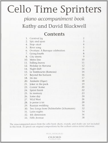 Book Cello Time Sprinters Piano Accompaniment free