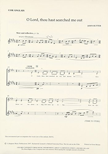 Book O Lord, Thou Hast Searched Me Out: Cor Anglais free