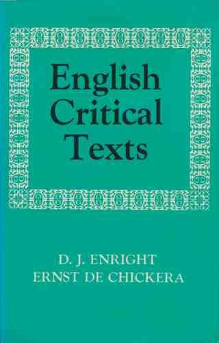 Book English Critical Texts: 16th to 20th Centuries free