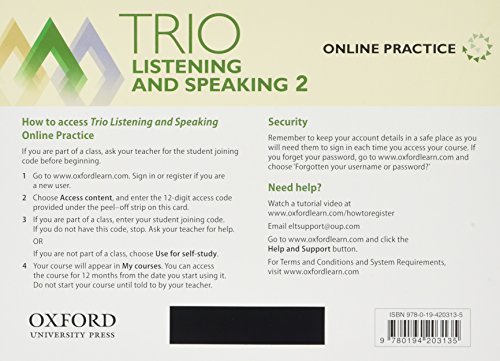 Book Trio Listening and Speaking Level Two Online Practice Access Code Card free