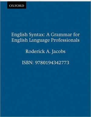 Book English Syntax: A Grammar for English Language Professionals (Grammar For Elt Proessionals) free