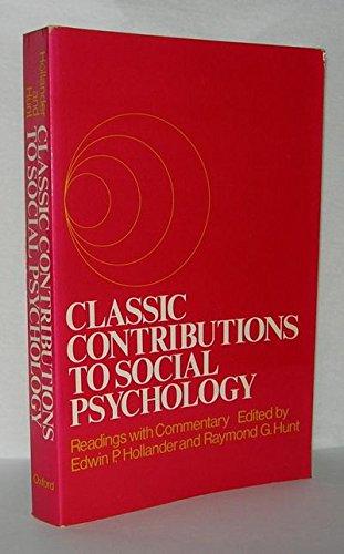 Book Classic Contributions to Social Psychology: Readings with Commentary free