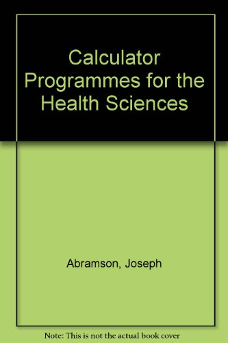 Book Calculator Programs For The Health Sciences free