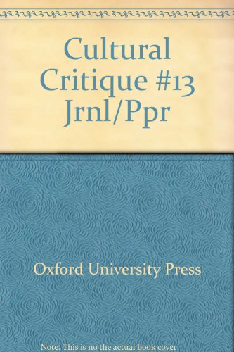 Book Cultural Critique: Issue Number 13 free