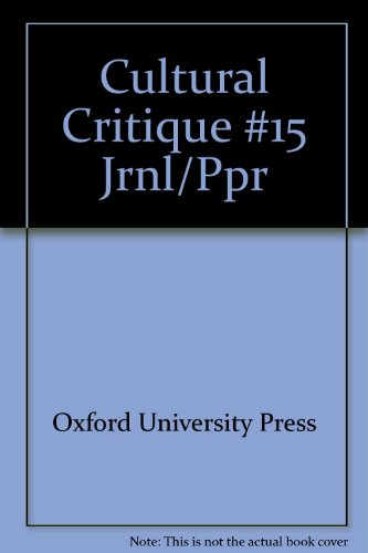 Book Cultural Critique: Issue Number 15 free