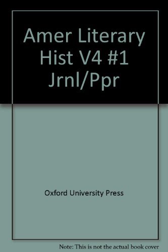 Book American Literary History (volume 4, No. 1, Spring 1992) free