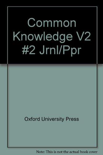 Book Common Knowledge: Volume 2: No. 2 free