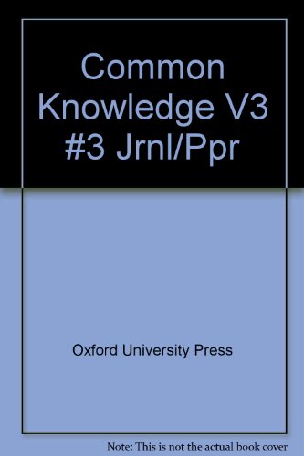 Book Common Knowledge: Volume 3: No. 3 free