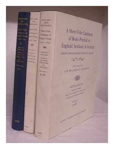 Book A Short-title Catalogue Of Books Printed In England, Scotland, And Ireland And Of English Books Printed Abroad: 3-volume Set (the Bibliographic Society) free