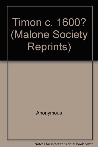 Book Timon C. 1600? (malone Society Reprints) free