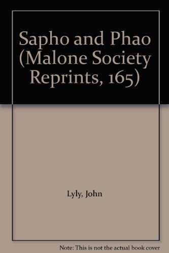 Book Sapho And Phao (malone Society Reprints) free