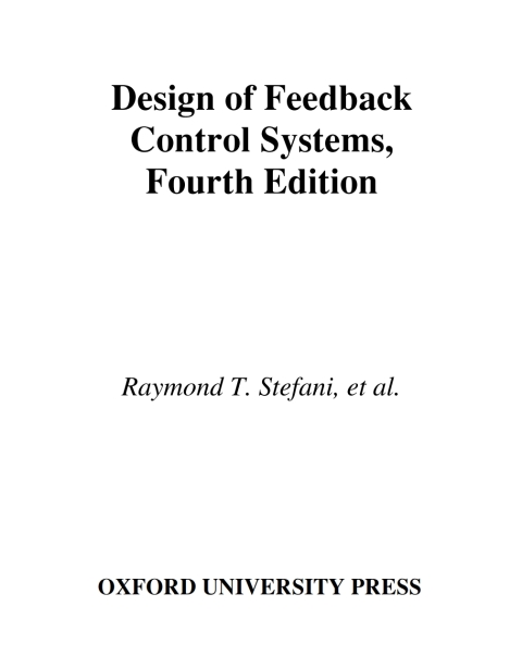 Book Design of Feedback Control Systems free