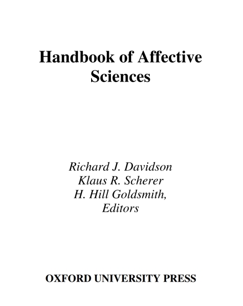 Book Handbook of Affective Sciences (Series in Affective Science) free