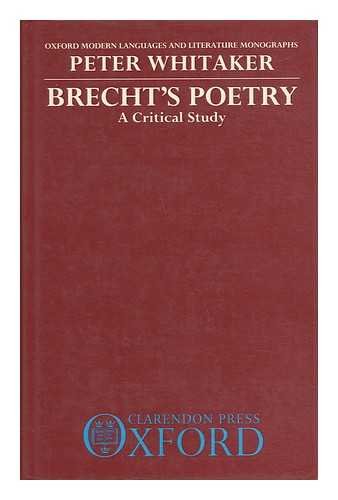 Book Brecht's Poetry: A Critical Study (Oxford Modern Languages and Literature Monographs) free