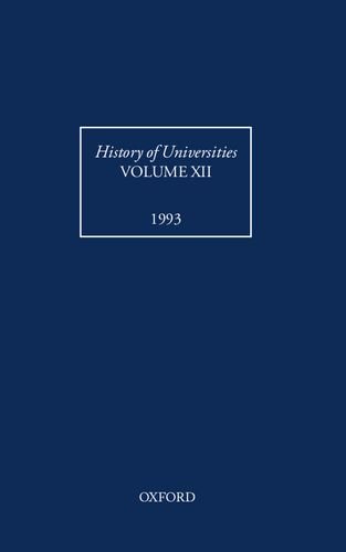 Book History Of Universities. Volume Xii: 1993. free